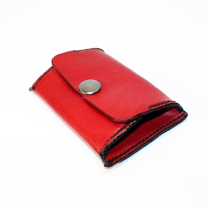 Monedero de cuero, monedero rojo, monedero, billetera delgada, accesorios de cuero, gran regalo.