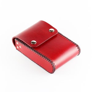 Handmade Red Leather Belt Pouch: Hip Bag