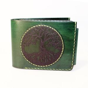 Cartera de cuero - Árbol de la Vida. Cartera celta, símbolos del norte, símbolos vikingos, cartera de cuero, cartera de cuero hecha a mano. ¡Un regalo ideal!