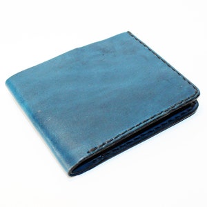 Cartera de cuero, cartera azul, gran artículo de cuero, cartera azul para hombre, cartera azul para mujer, cartera para tarjetas de crédito, regalo para hombre, regalo para mujer