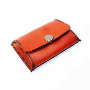 Monedero de piel, monedero, cartera naranja, monedero pequeño, complementos de piel, gran regalo.