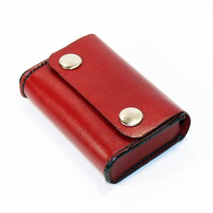 Tarjetero, Cartera de piel roja, Tarjetero, Monedero de piel, Gran regalo.