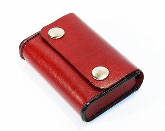 Credit card holder, Red leather wallet, Business card holder, Leather purse, Great Gift.