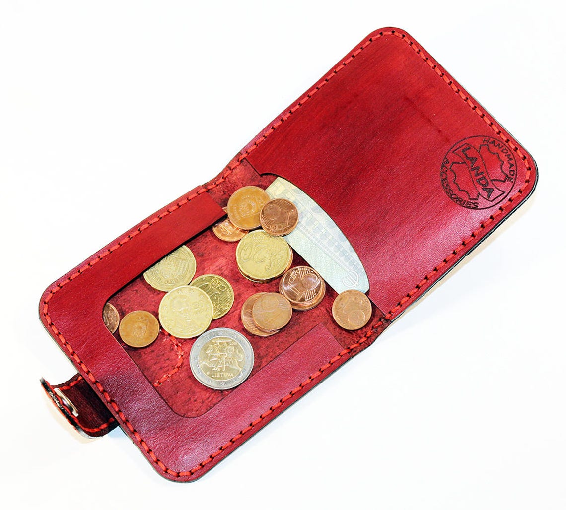 Leather wallet red wallet great leather item red men's Etsy