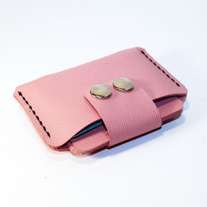 Cartera de cuero para tarjetas de crédito, monedero de cuero rosa, tarjetero de cuero, billetera pequeña, ¡un regalo ideal! ¡Oferta!