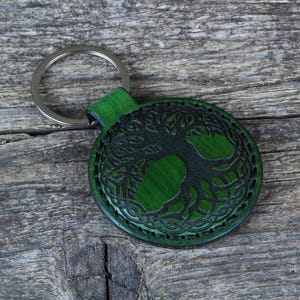 Porte-clés en cuir Arbre de vie : accessoires Viking celtique