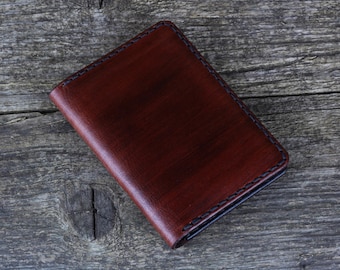 Tarjetero de cuero marrón: Cartera para tarjetas de visita