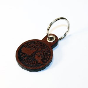 Tree Of Life - Leren sleutelhanger, handgemaakte sleutelhanger, Keltische accessoires, noord-sleutelhanger, vikingaccessoires, leren Keltische sleutelhanger.