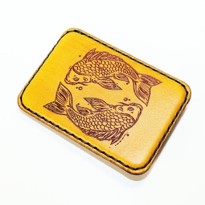 Handmade Leather Belt Buckle: 40mm Koi Fish Ying Yang Design