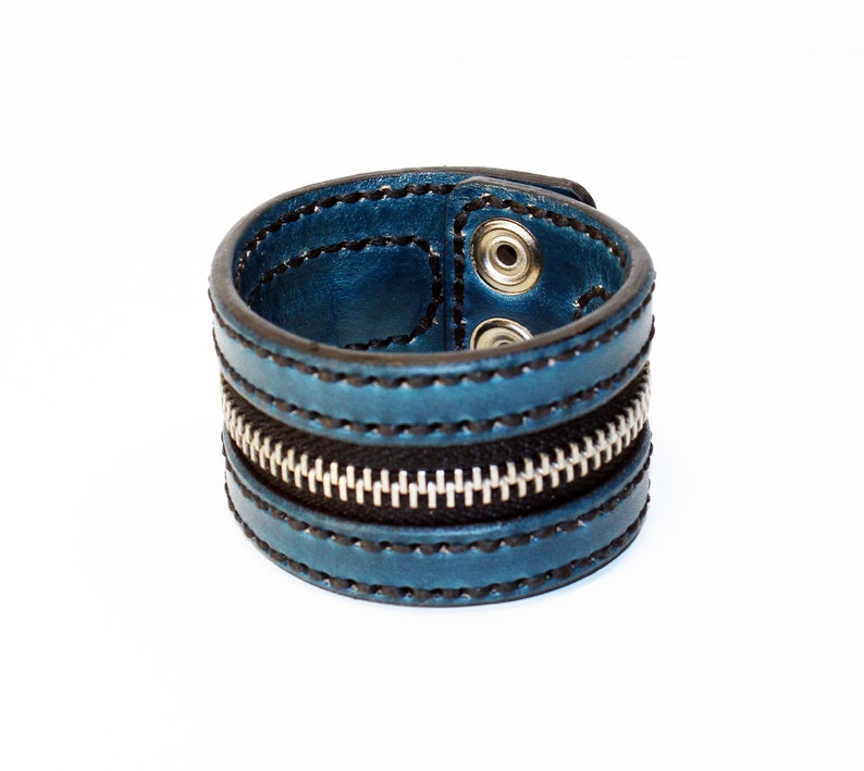 Blue Zipper Bracelet. Handmade Bracelet. Blue Cuff. Zipper Cuff. Blue Zipper.Handmade Accessories. image 2