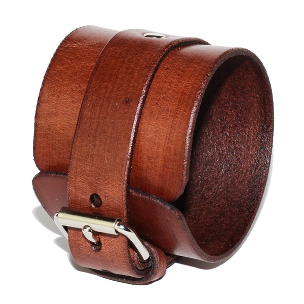 Bracelet en cuir marron, accessoires en cuir, manchette pour homme, bracelet pour femme, manchette faite main, cadeau idéal.