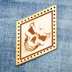 Skull leather patch, Skull sew, Rocker accessories, Motorcycle Patches, Great gift. image 3