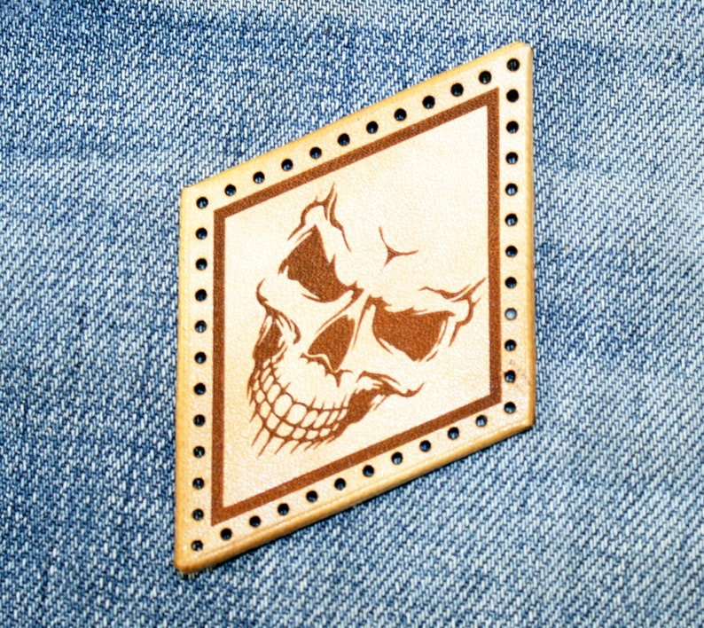 Skull leather patch, Skull sew, Rocker accessories, Motorcycle Patches, Great gift. image 3