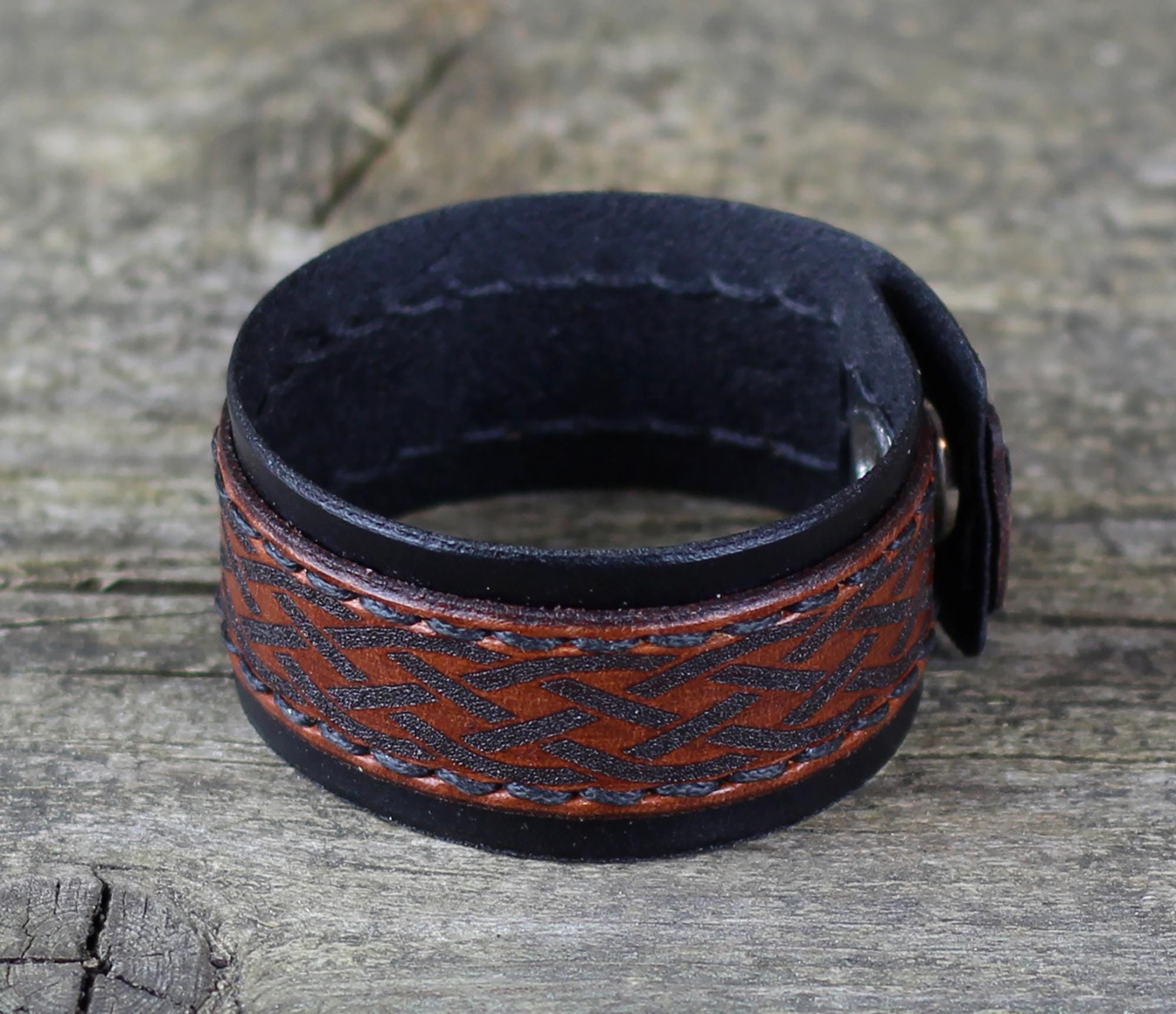 Black - Brown Leather Bracelet, Leather Accessories, Women