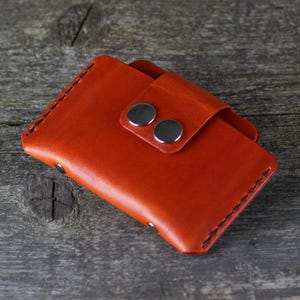 Cartera de cuero para tarjetas de crédito, monedero naranja, tarjetero, billetera pequeña, ¡un regalo ideal! ¡Oferta!