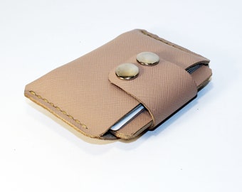 Leather Credit Card Wallet,Beige Leather Purse, Leather Card Case, Tiny Wallet, Small Wallet, Great Gift! SALE