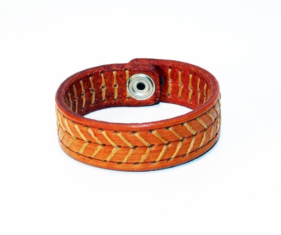 Orange on sale leather bracelet