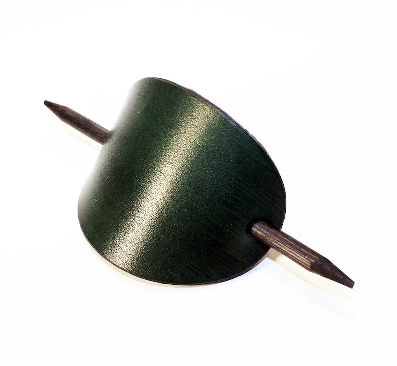 green hair clip with wooden stick. hair slide Oval hair barrette