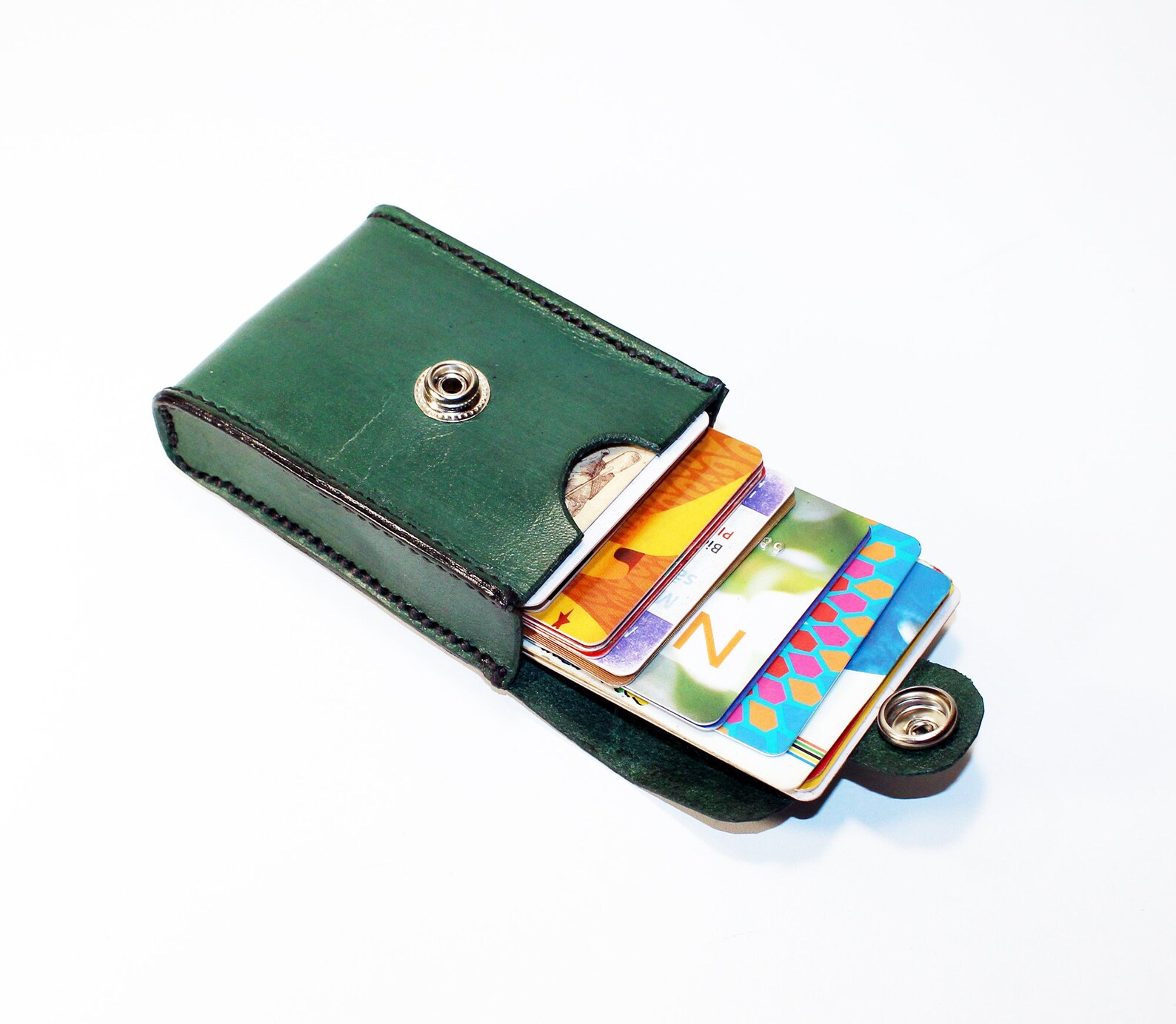 Credit Card Holder Leather Business Card Holder Green Etsy Singapore