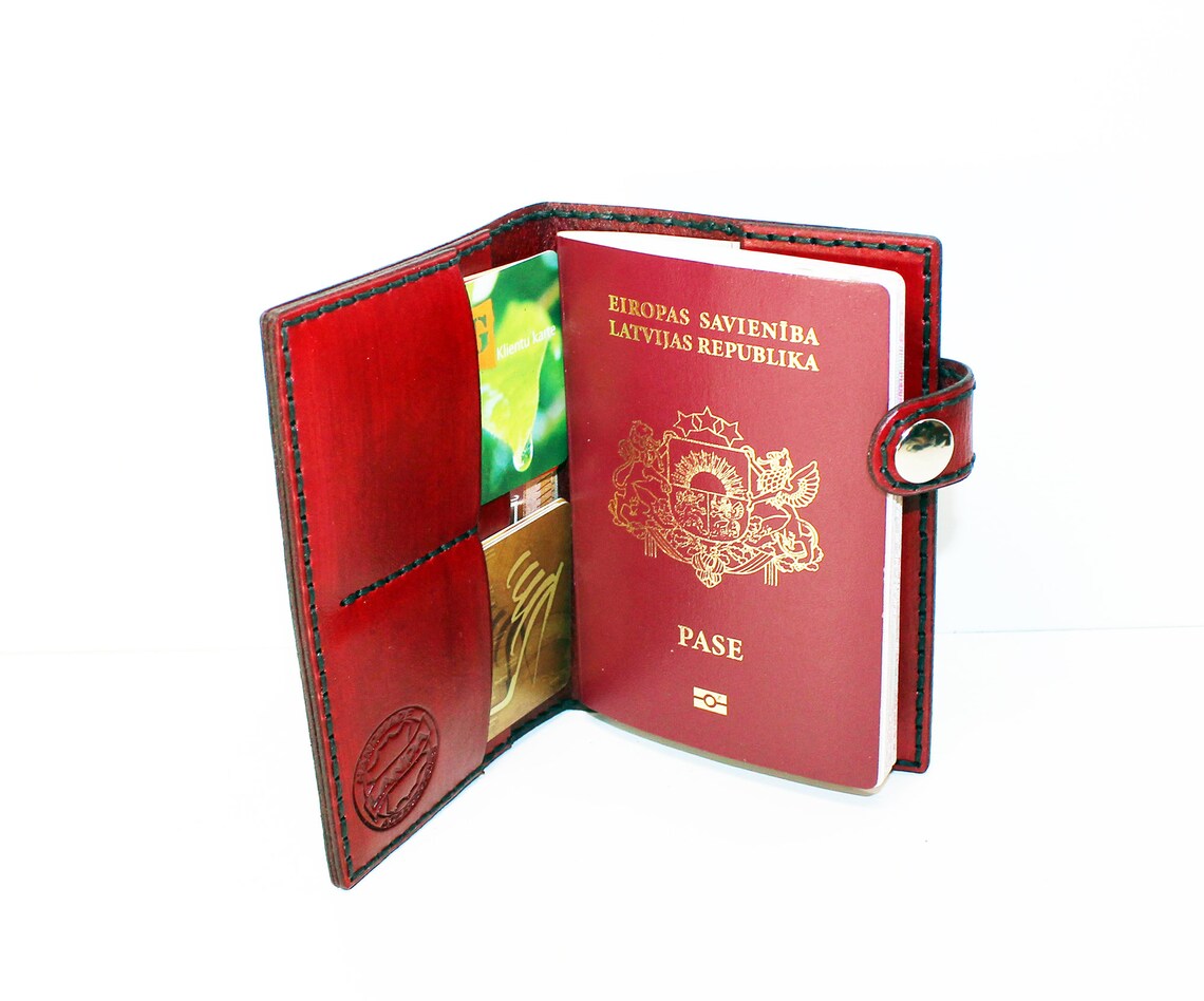 Leather Passport Cover Red Leather Passport Holder Leather Etsy