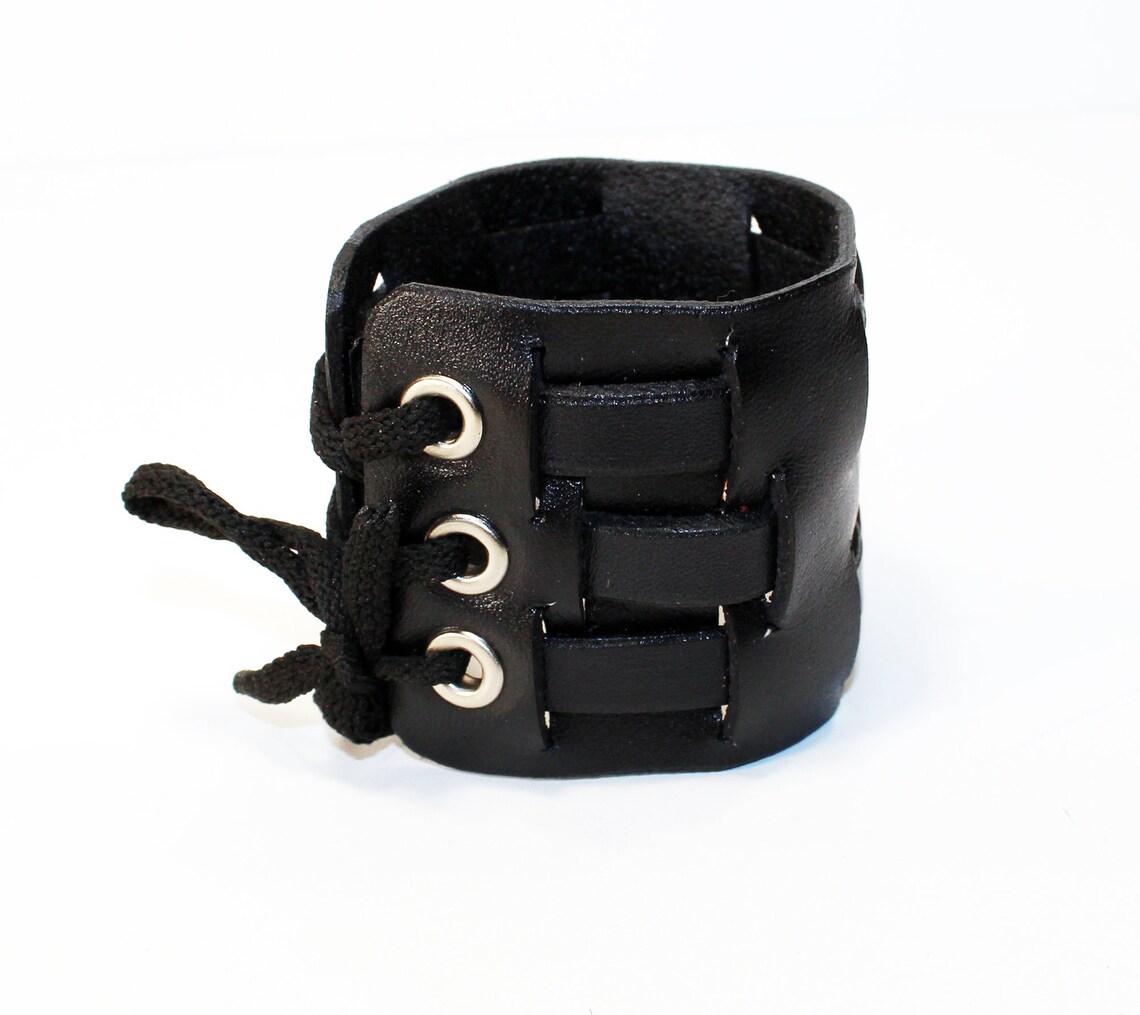Leather Cuff Bracelet Black Handmade Cuff Great Bracelet Etsy