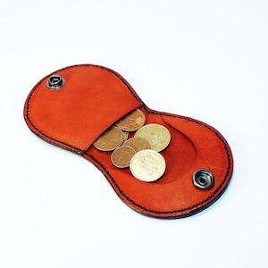 Monedero de cuero, monedero naranja, monedero, billetera delgada, accesorios de cuero, gran regalo.