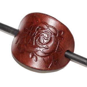 Leather oval barrette with rose, hair accessories, gift for women, hair pins, rose pin, leather accessories, great gift.