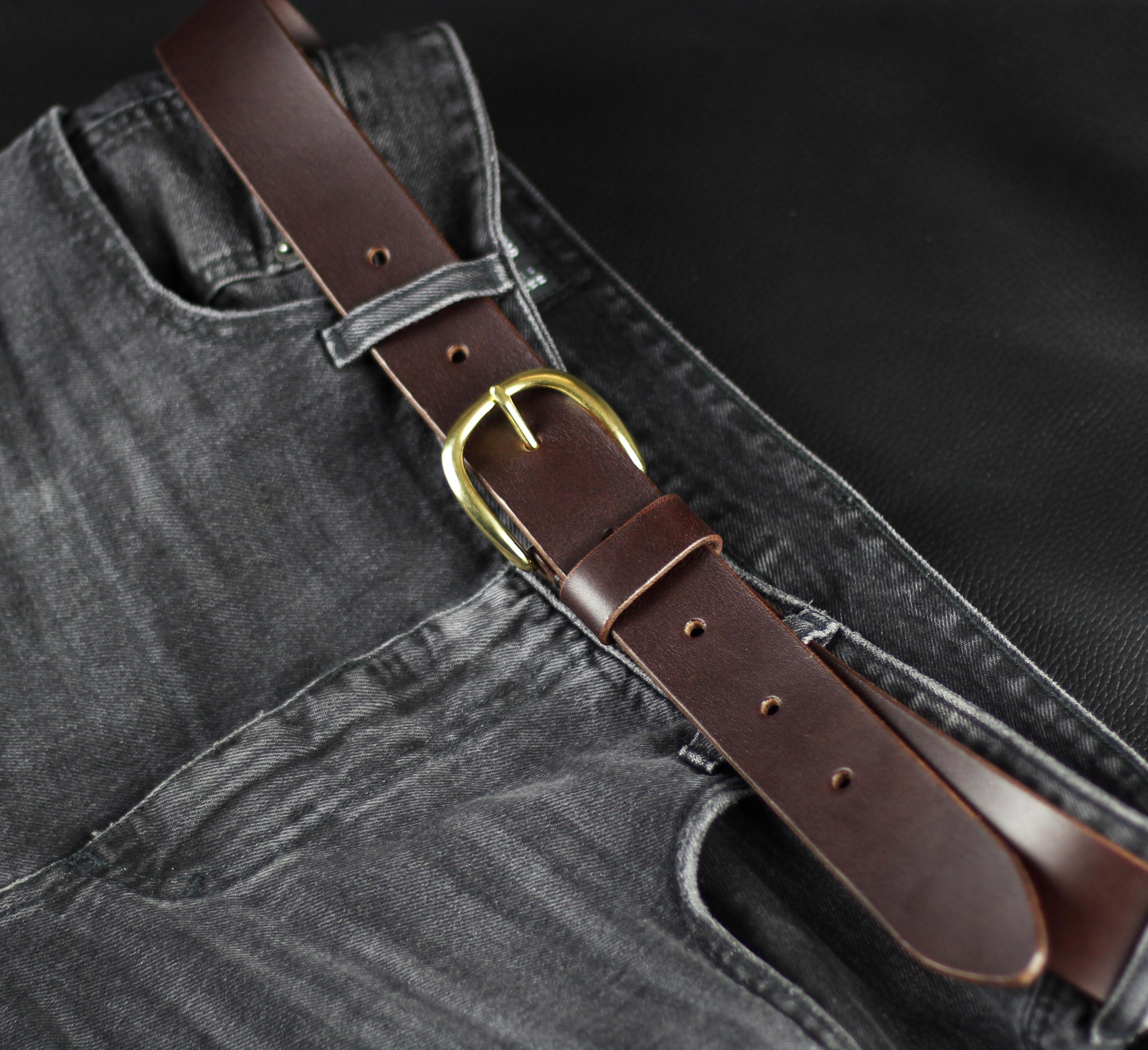 Handmade Dark Brown Leather Belt: 40mm Brass Buckle Waist Belt - Etsy