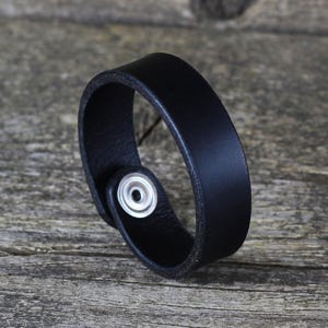Handmade Black Leather Cuff Bracelet
