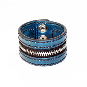 Blue Zipper Bracelet. Handmade Bracelet. Blue Cuff. Zipper Cuff. Blue Zipper.Handmade Accessories. image 6