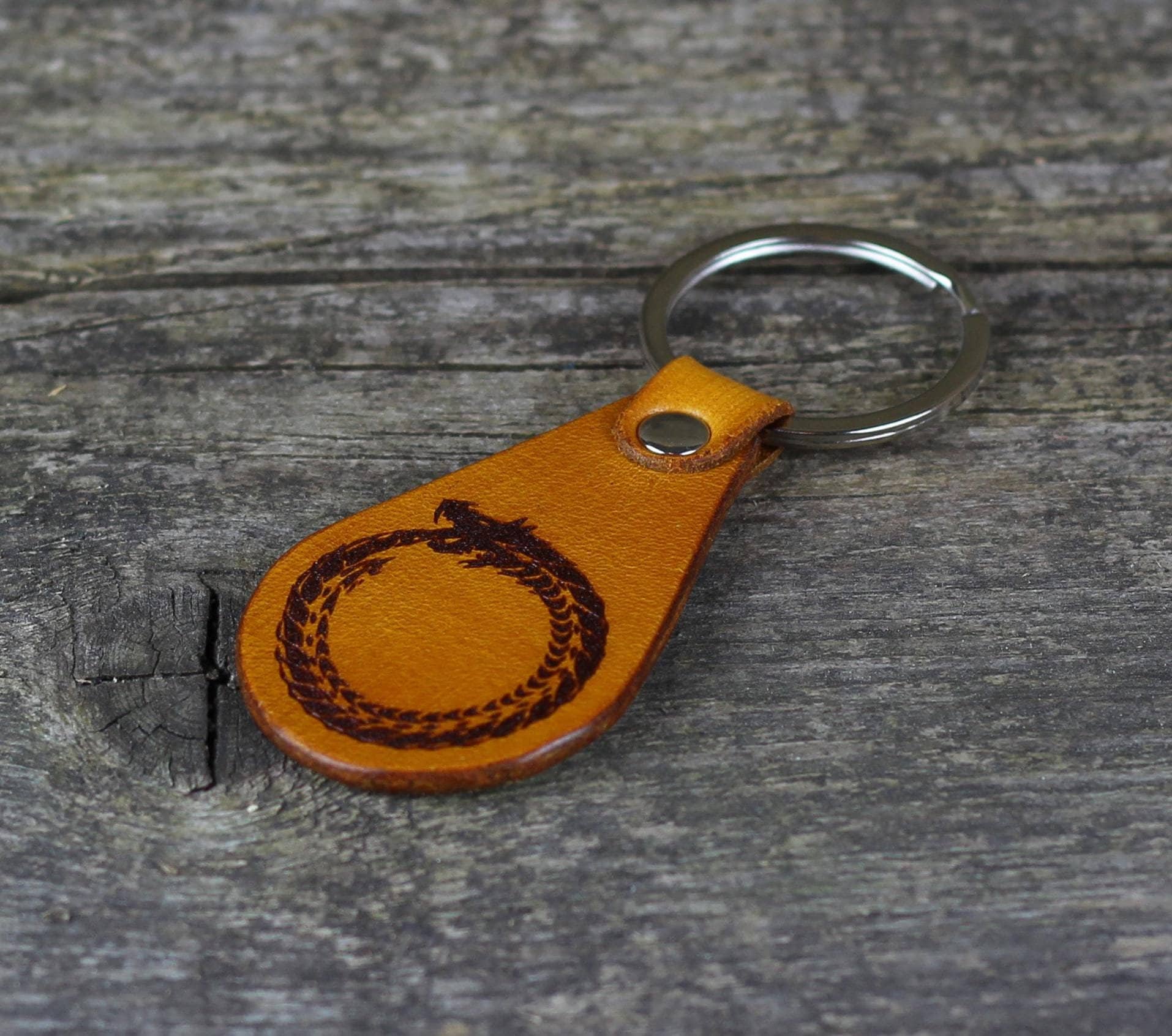 Jormungandr Leather Keychain: Viking Serpent Accessory - Etsy Finland