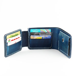 Cartera de piel con símbolo nuclear, cartera con símbolo de radiación, cartera de piel hecha a mano, cartera de hombre. imagen 3