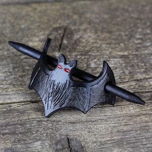 Schwarze Leder Fledermaus Haarspange: Gothic Haarspange