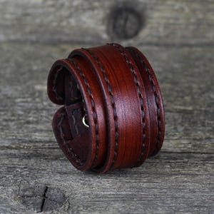 Brown Leather Cuff Bracelet! Nice gift for women! Made in Latvia! Handmade Brown leather Cuff! Unique item!