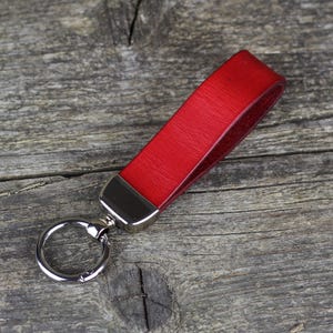 Handmade Red Leather Keychain Fob: Personalized Accessory