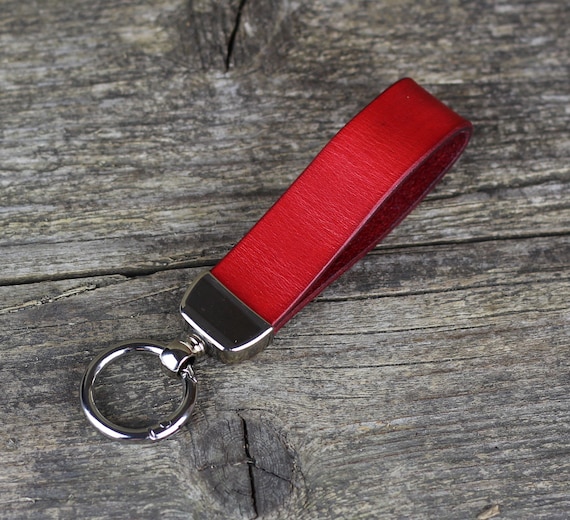 Handmade Red Leather Keychain Fob: Personalized Accessory - Etsy