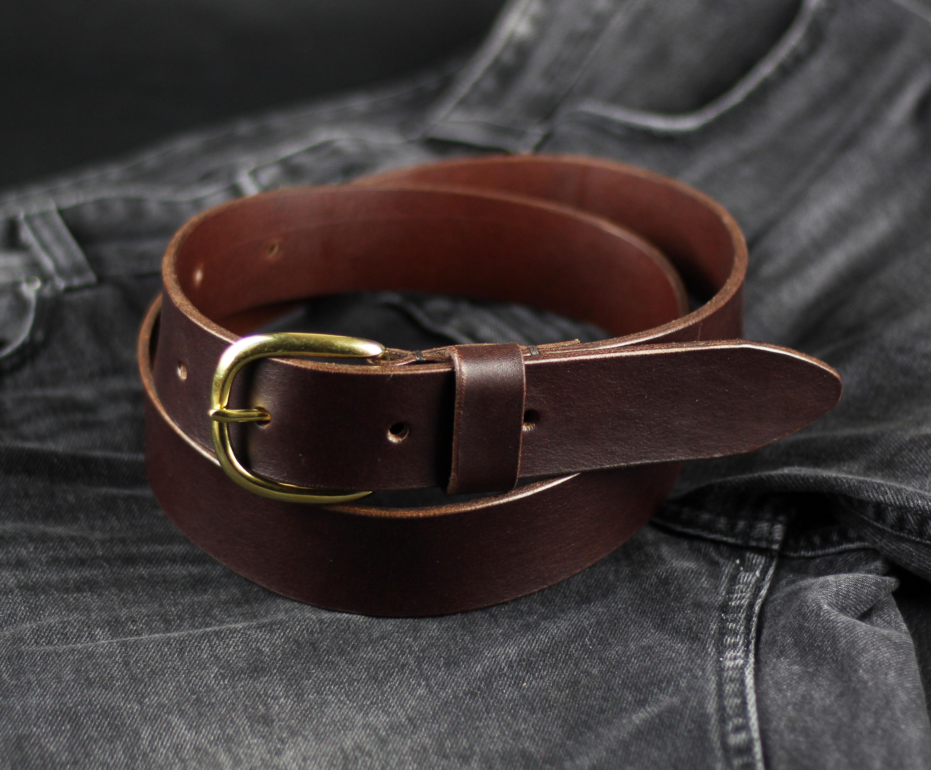 Handmade Dark Brown Leather Belt: 40mm Brass Buckle Waist Belt - Etsy