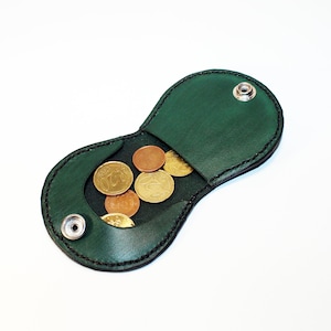 Monedero de cuero, monedero verde, monedero, billetera delgada, accesorios de cuero, gran regalo.