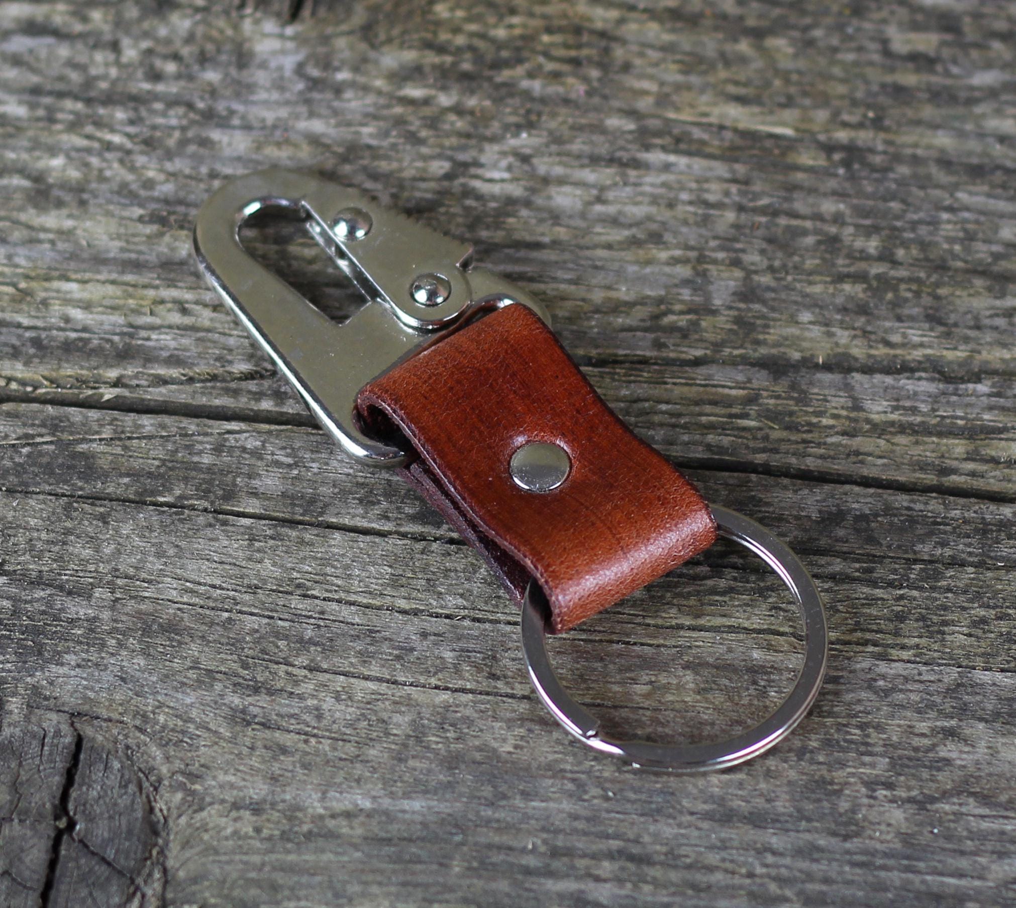 Minimalist Leather Keychain With Carabiner Clip - Etsy