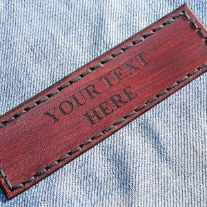 Personalized Italian Leather Patch: Custom Sew-On Name Tag