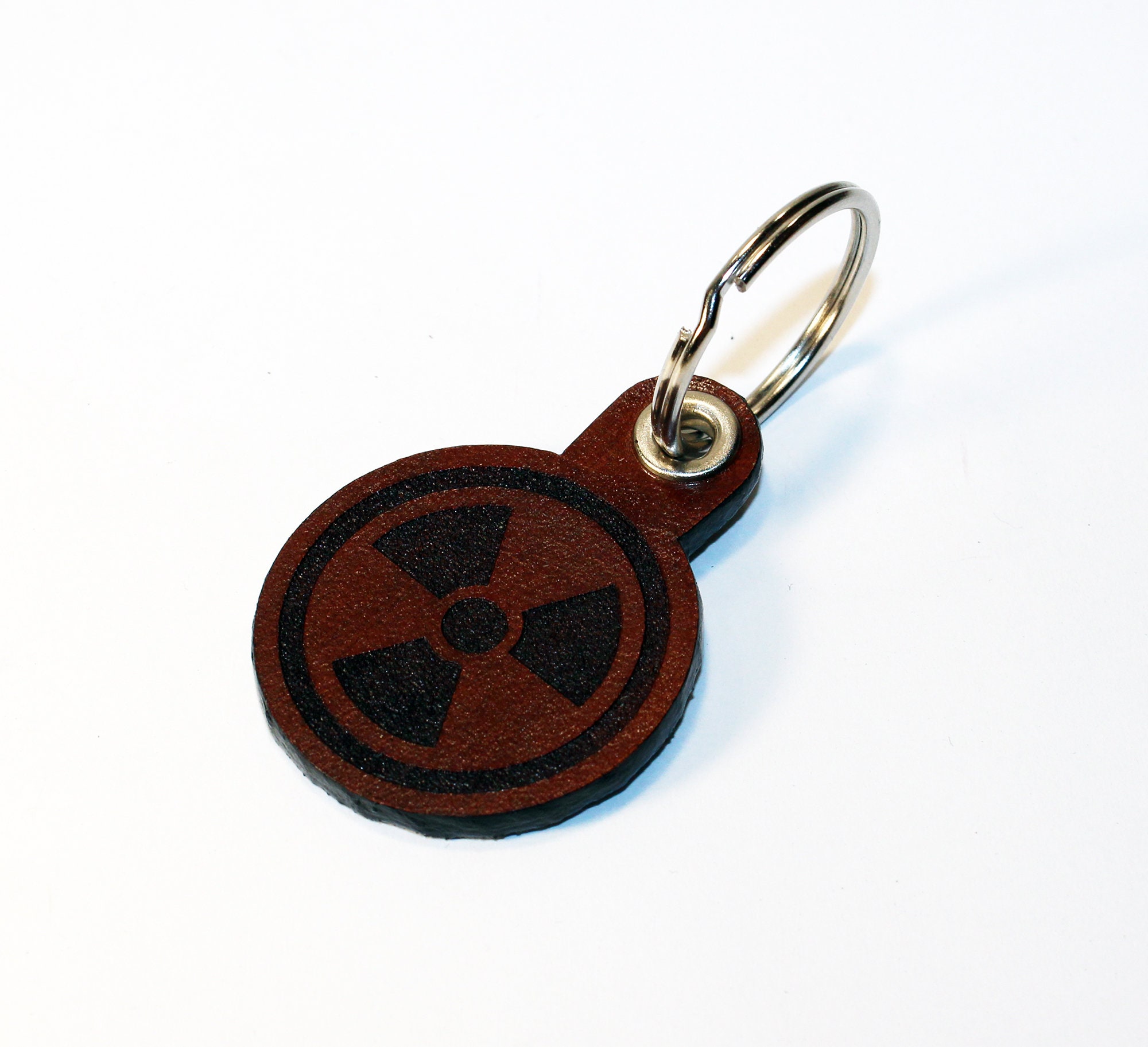 Nuclear Key Rings Brown Leather Nuclear Symbol Keychain – Radiology Gift - Etsy
