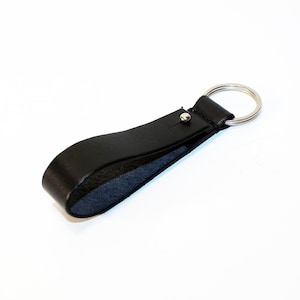Leather key chain, leather key fob, handmade black key chain, leather key ring, handmade leather accessories.