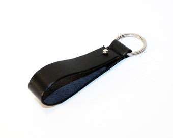Handmade Black Leather Key Chain: Minimalist Key Fob - Etsy