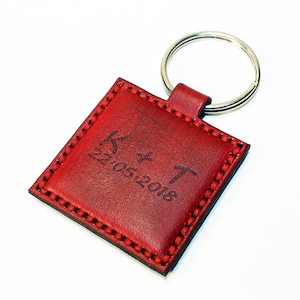 Personalized leather key chain , anniversary gift, custom keychain, great handmade leather gift, heart key chain