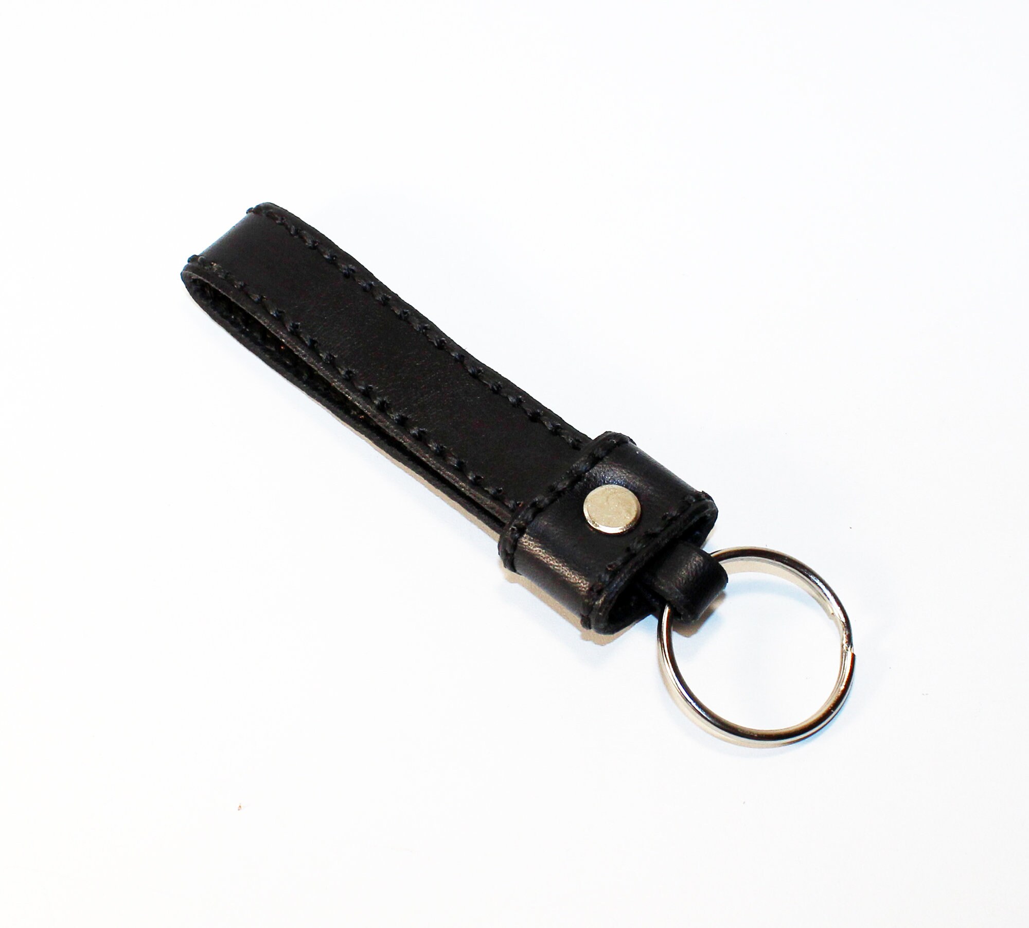 Handmade Black Leather Key Fob: 2x14cm Keychain - Etsy