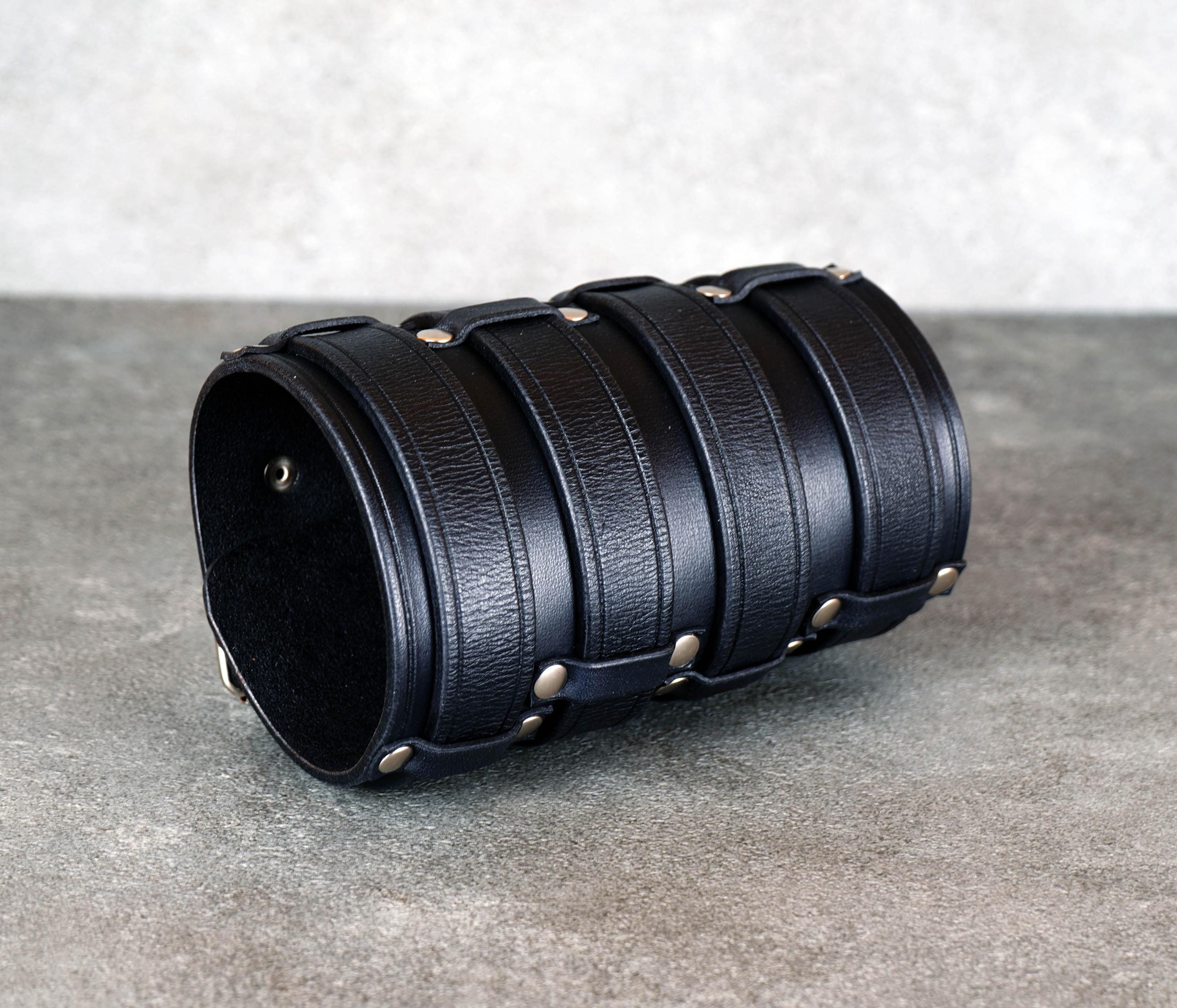 Black Leather Cuff Bracelet: Rocker Style Accessories - Etsy