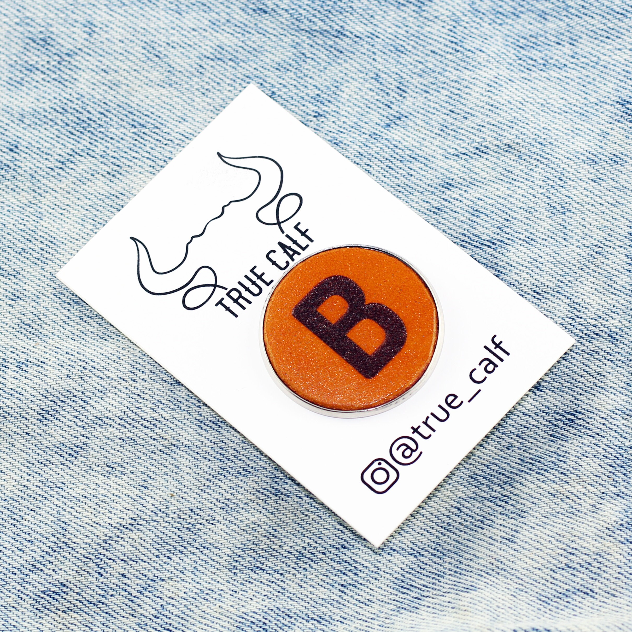 Leather Alphabet Pin Badge: Custom Initial Brooch - Etsy