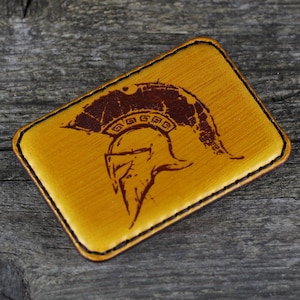 Handmade Leather Belt Buckle: Spartan Helmet, 40mm