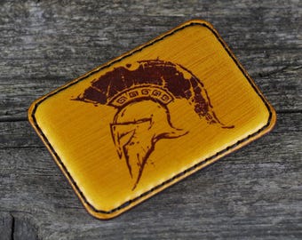 Handmade Leather Belt Buckle: Spartan Helmet, 40mm