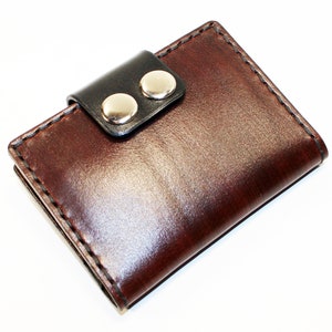 Handmade Leather Card Holder: Stitched Business Card Wallet